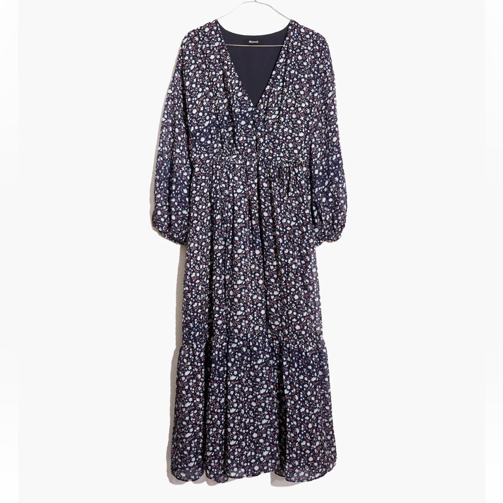 Madewell Tie-Waist Midi Dress in Harvest Vine in XL